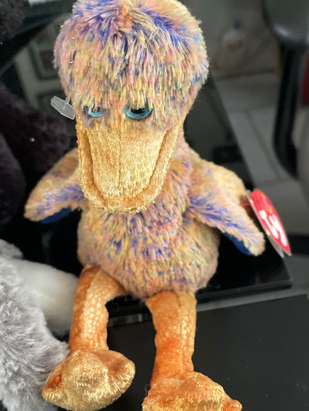 Ty Multicolor Plush Bird with Orange Beak & Feet